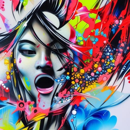 Midjourney prompt: a girl screaming in a vibrant style - Midjourney