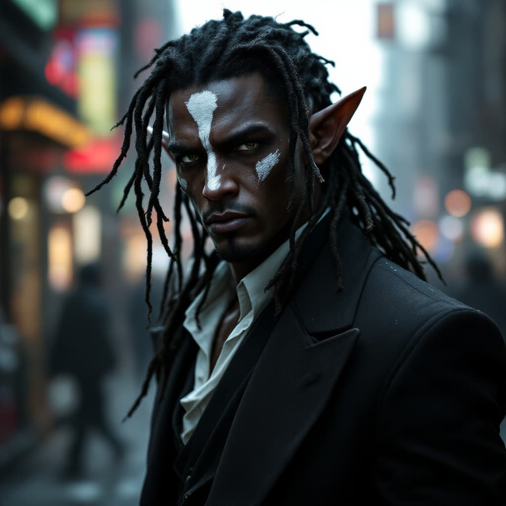 FLUX prompt: Photo of a shadowrun character portrait of a male ... - FLUX