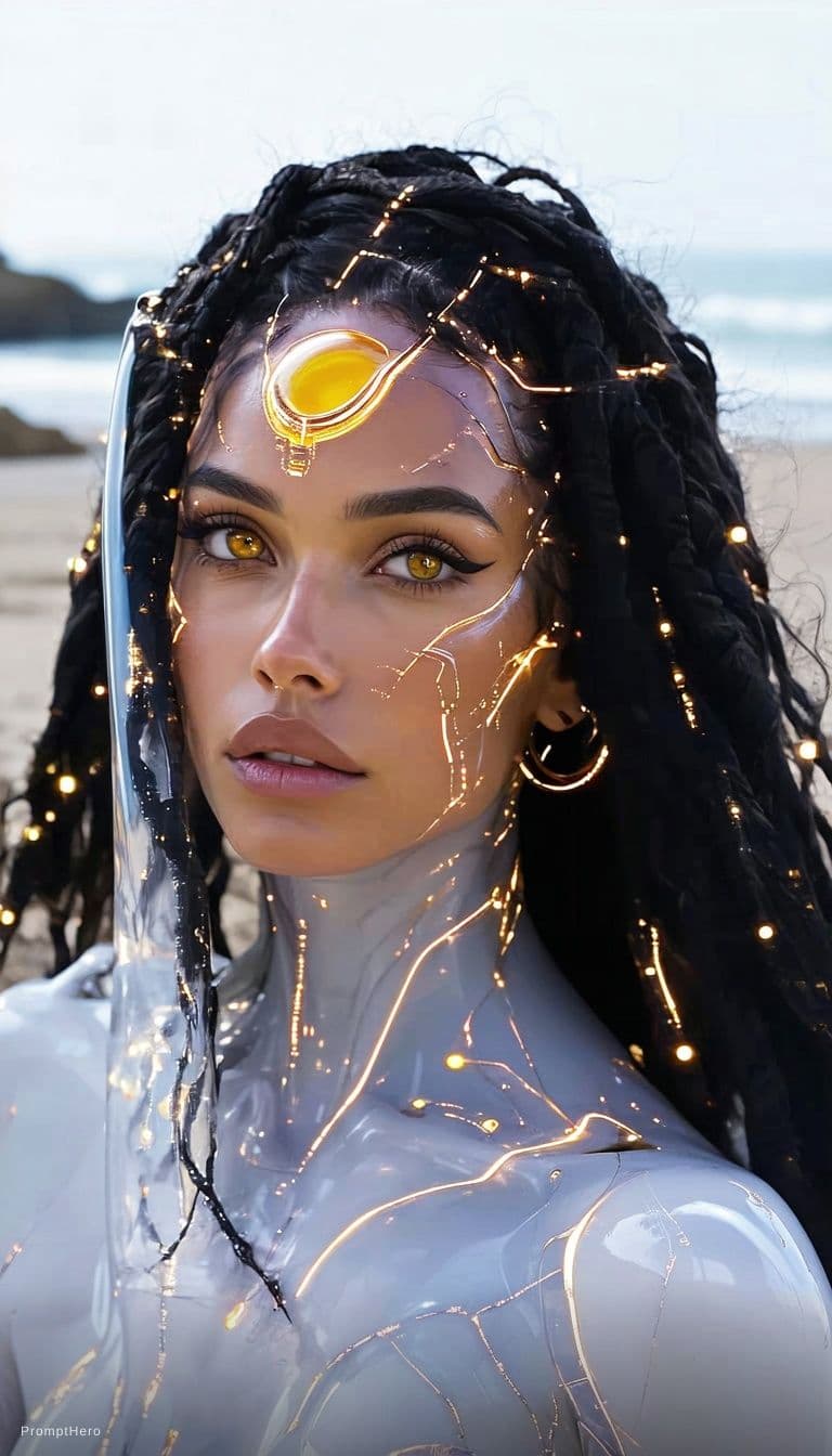 Stable Diffusion prompt: Hyper detailed goddess with skin made of liquid me... - Stable Diffusion