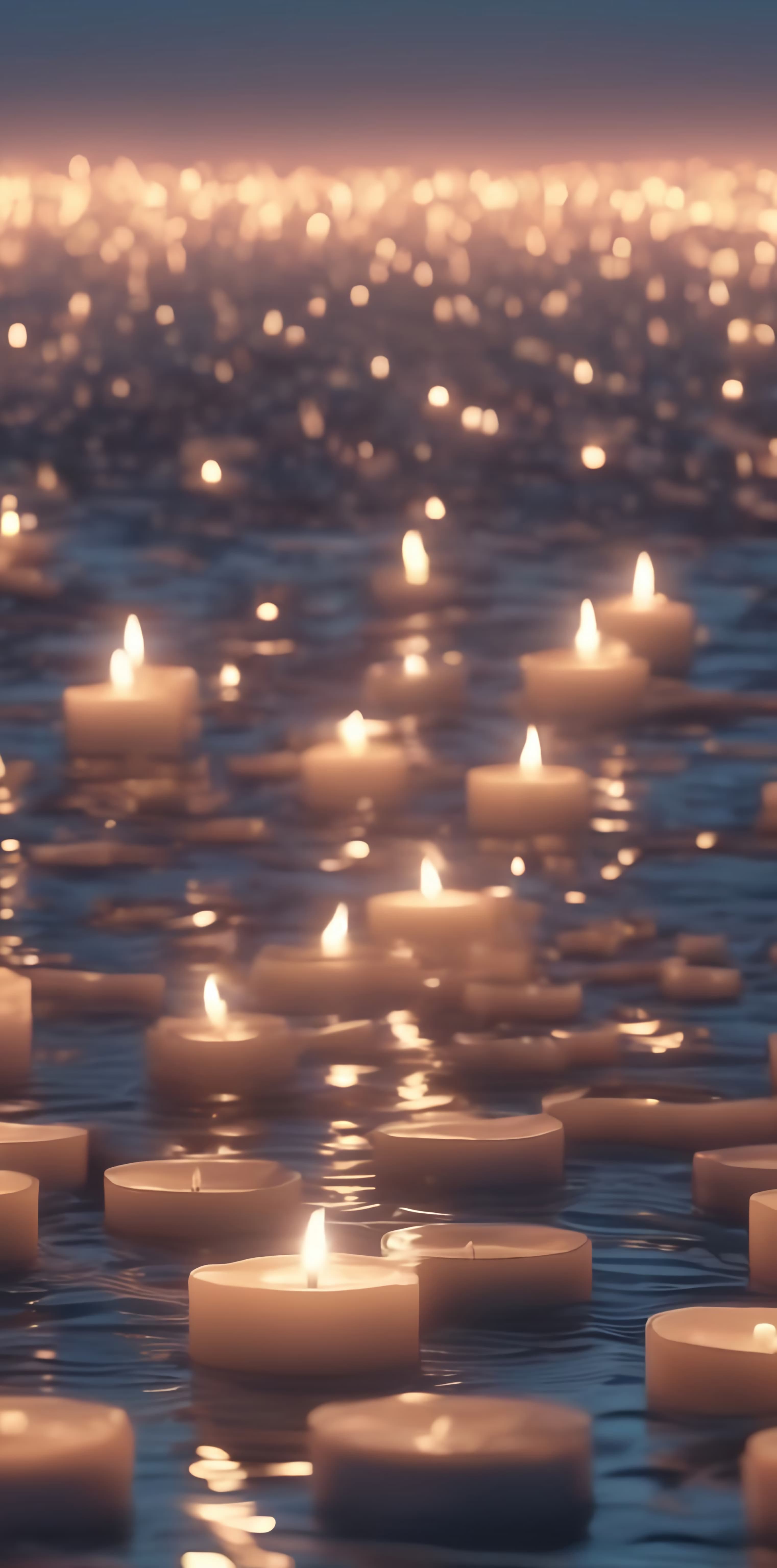 Stable Diffusion prompt: Ocean of candles different forms, at the cold daw - Stable Diffusion