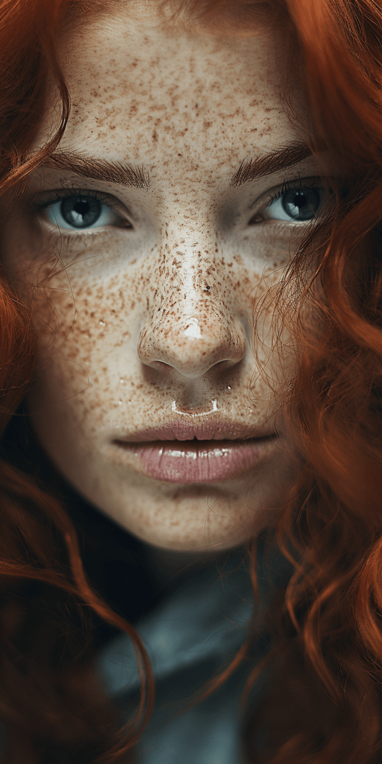 Midjourney prompt: grunge style photograph of ginger female instagram... - Midjourney