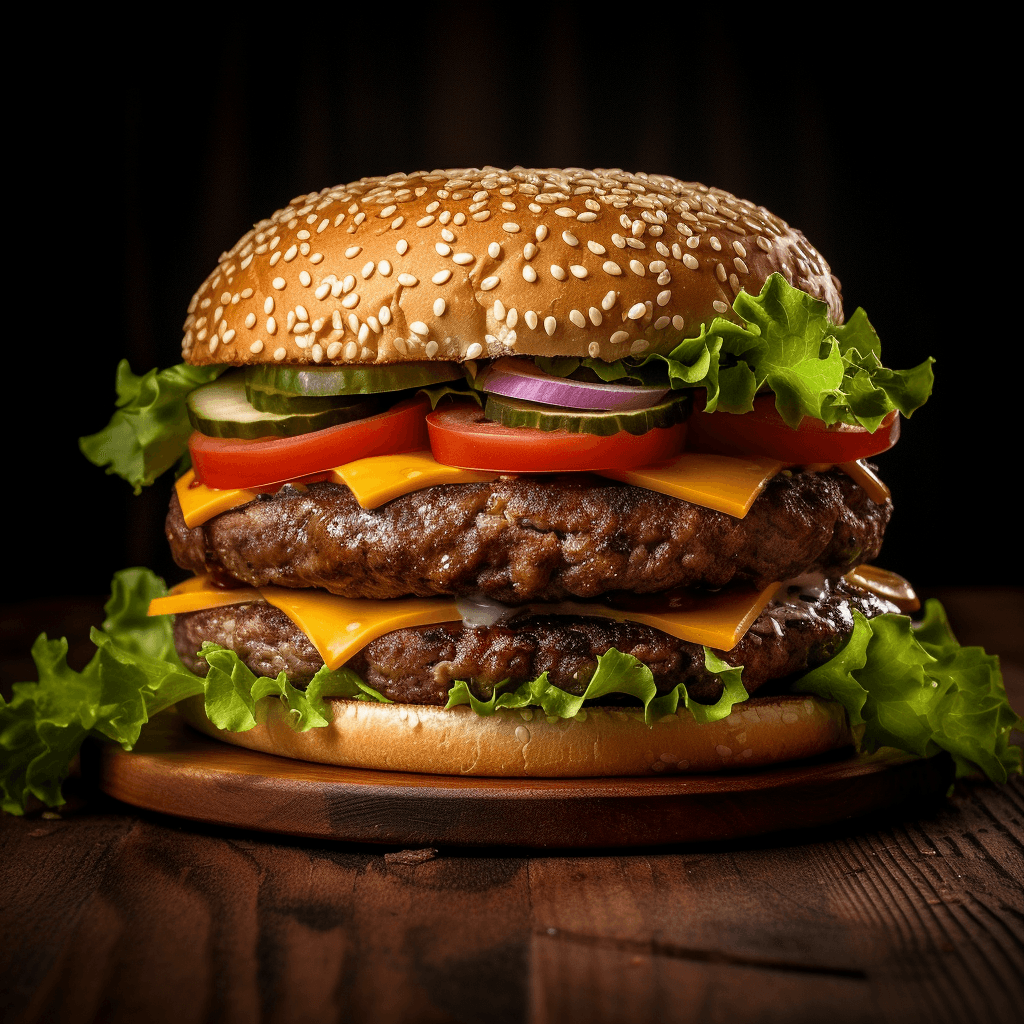 Midjourney prompt: Thin burger, realistic photo (without tomato or an... - Midjourney
