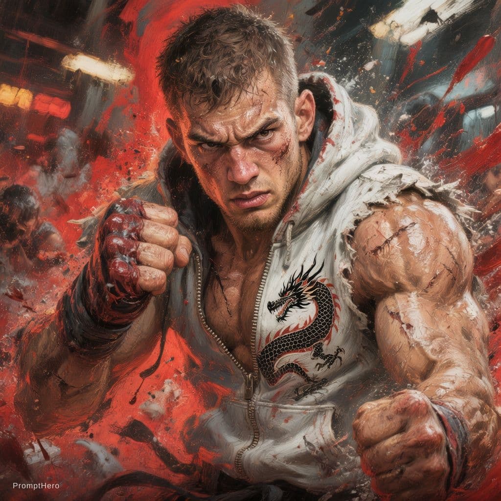 Hero prompt: painting style, illustration of a muscular young m... - Hero
