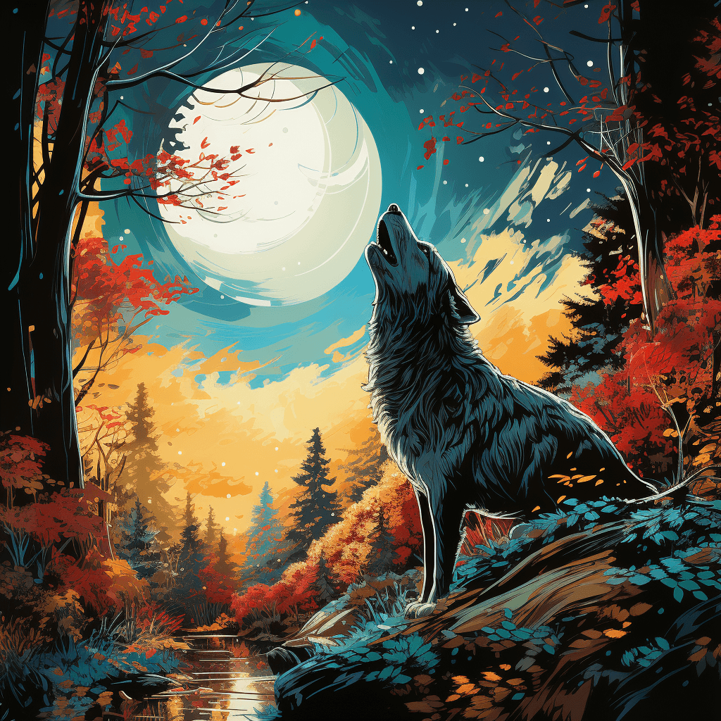 Midjourney prompt: Wolf howling, magical moonlit background, 8k, high... - Midjourney