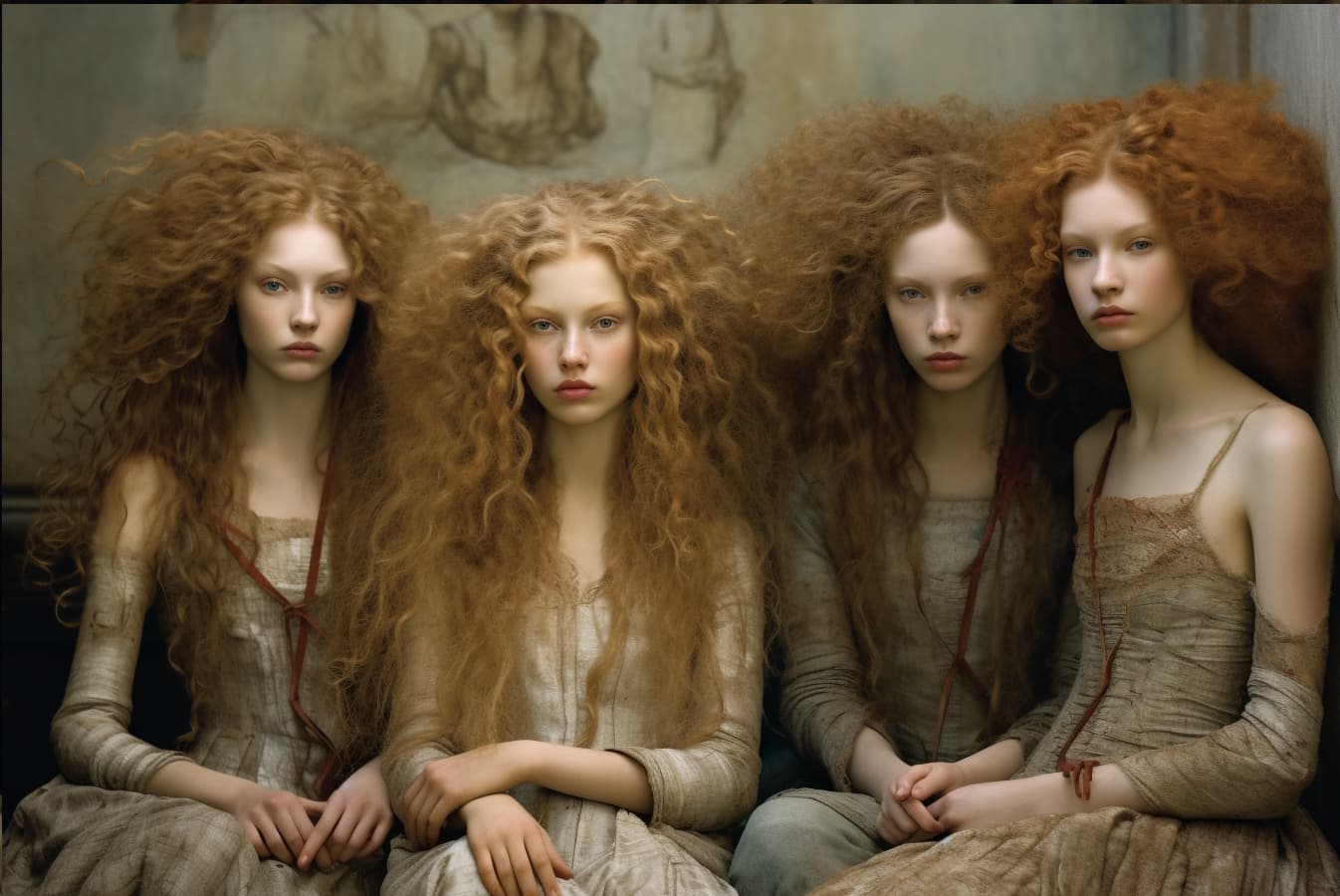 Midjourney prompt: a group of women sitting next to each other, by An... - Midjourney