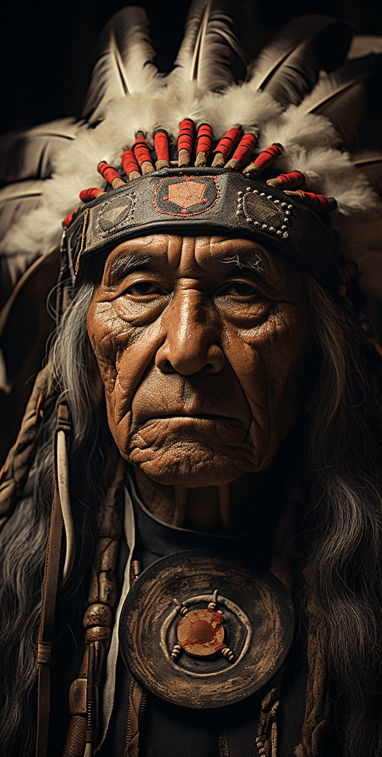Midjourney prompt: a vintage black and white photo of a Native Americ... - Midjourney