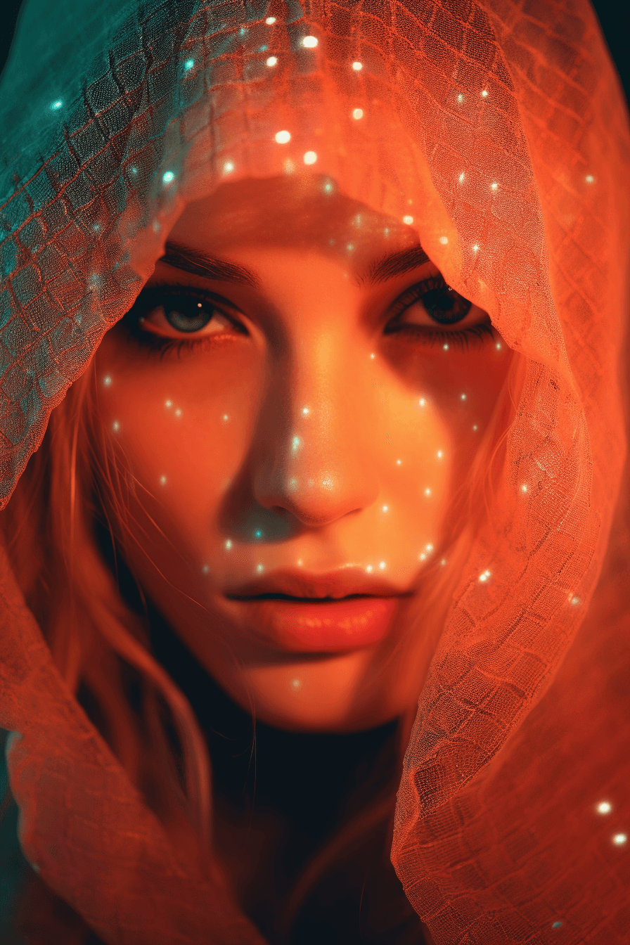 Midjourney prompt: digital artwork of a woman with a veil, in the sty... - Midjourney