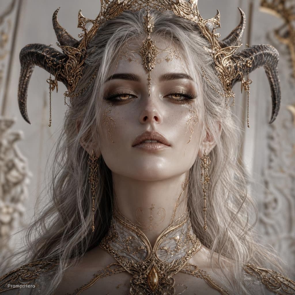 ChatGPT Image prompt: the face of a woman dressed in demon attire, in th... - ChatGPT Image