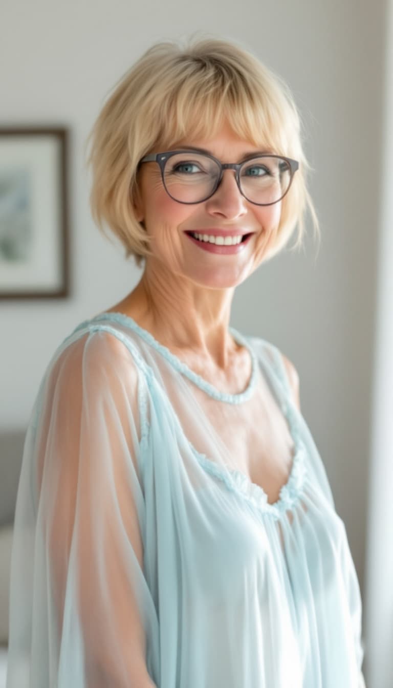 FLUX prompt: Mature woman 60 years old, standing, full body, bl... - FLUX