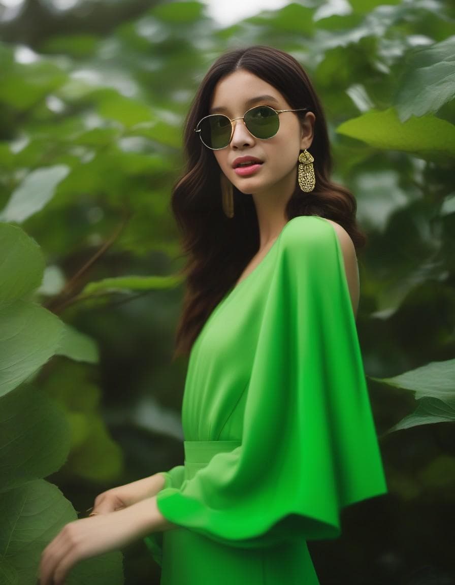 Stable Diffusion prompt: The photograph depicts a woman wearing a beautiful... - Stable Diffusion