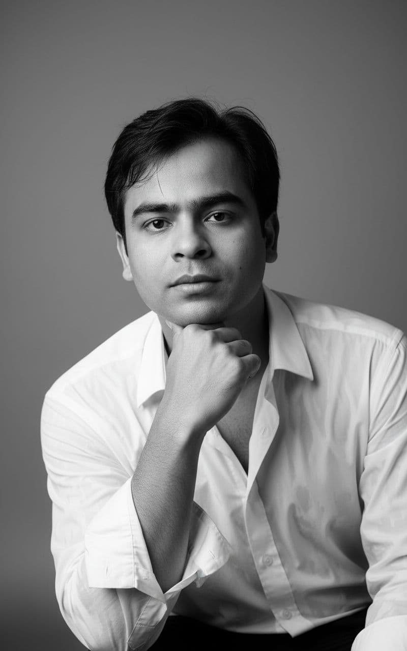 Nano Banana prompt: Black and white fine art portrait of a young man, ... - Nano Banana
