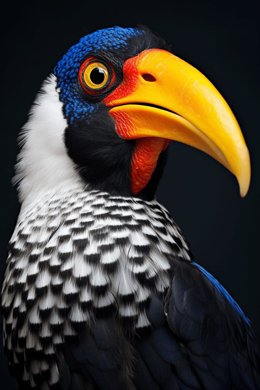 Midjourney prompt: Freeze the vibrant and exotic face of a toucan, fo... - Midjourney