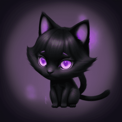 majicMIX realistic prompt: A cute black and purple cat with purple glowing ey... - majicMIX realistic