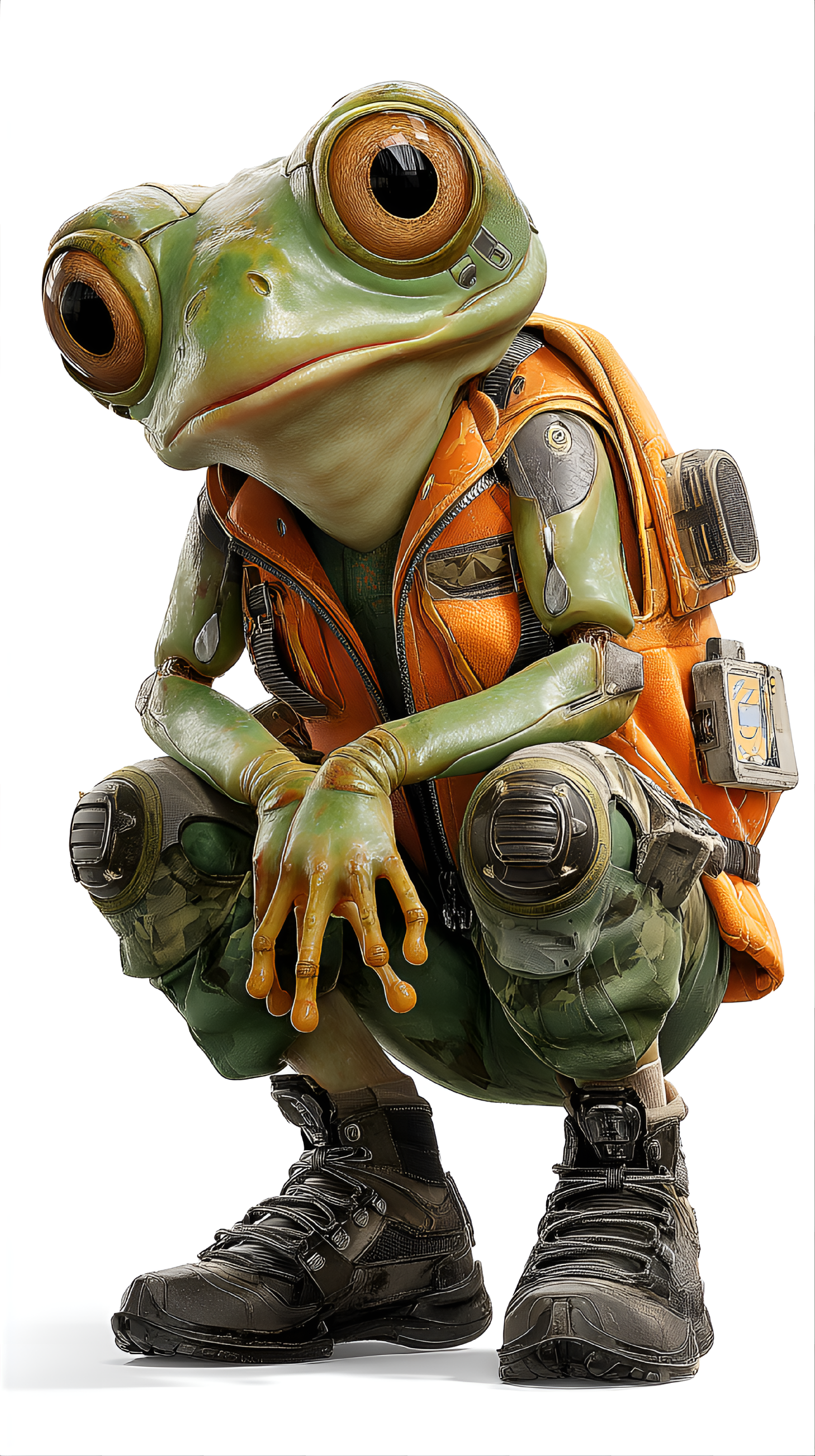Midjourney prompt: funny caricature, cybernetic amphibian caricature,... - Midjourney