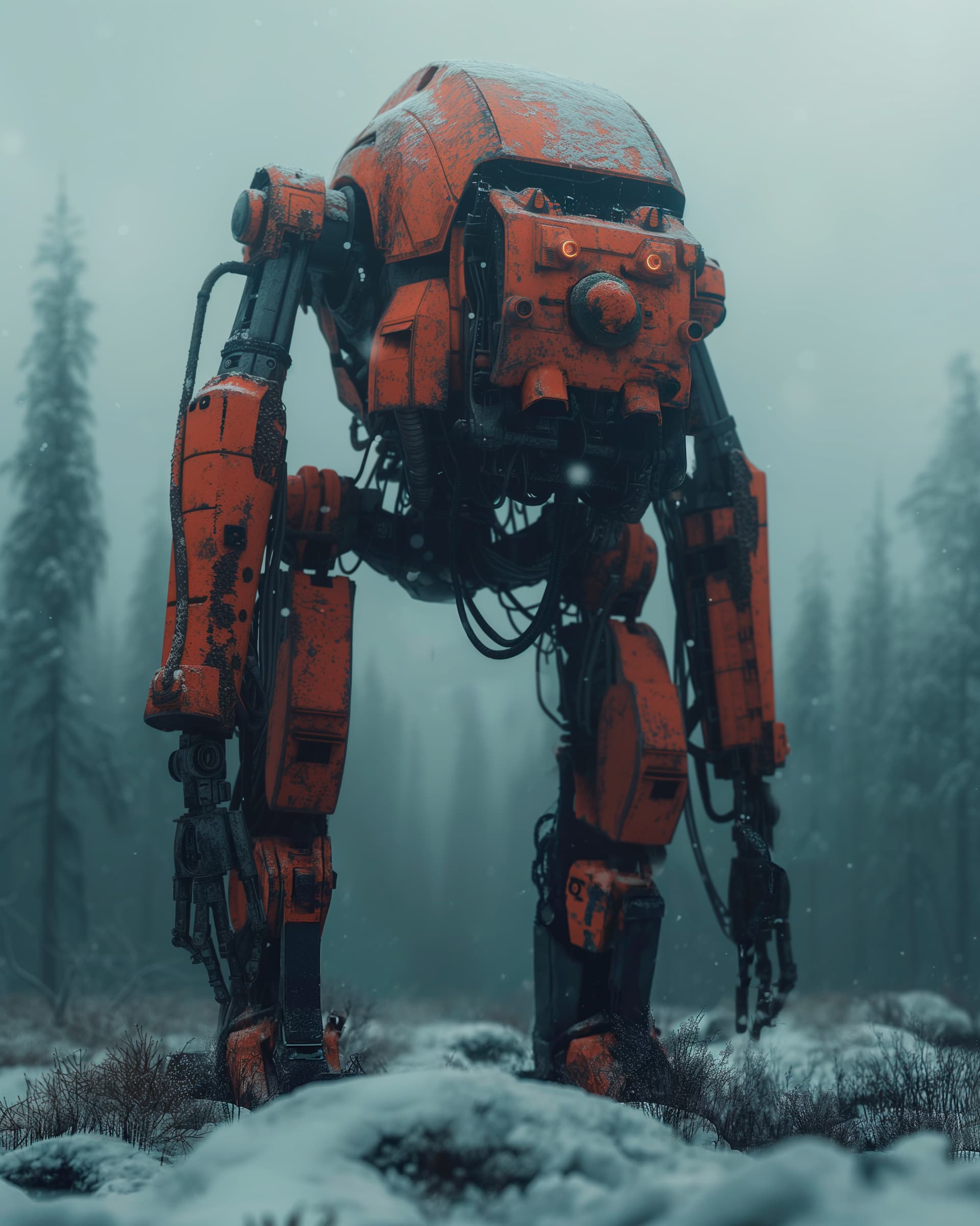 Midjourney prompt: post apocalypse, close up shots, lov angles, a ora... - Midjourney