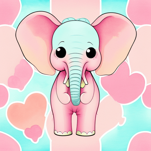 DreamShaper prompt: Pink Cute Cartoon Character Elephant, Watercolor P... - DreamShaper