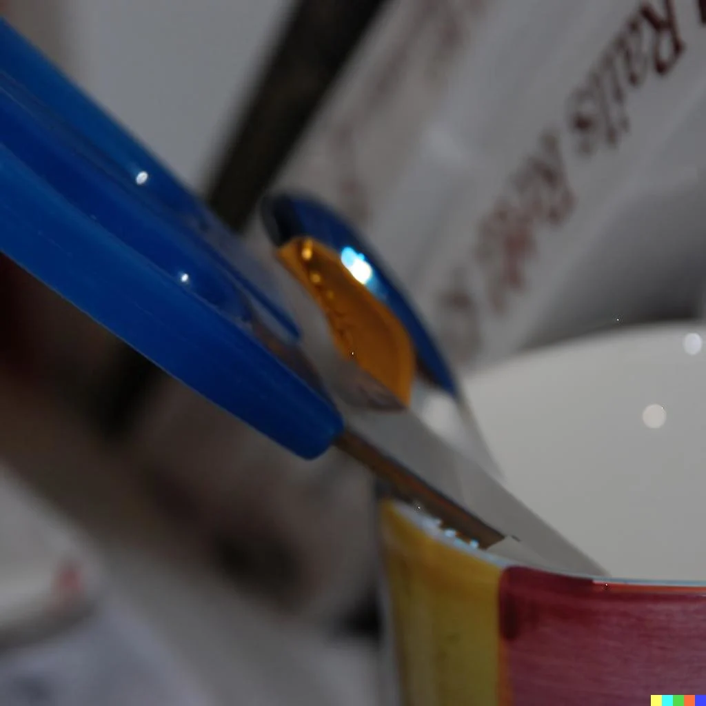 leave only the scissor on the cup after