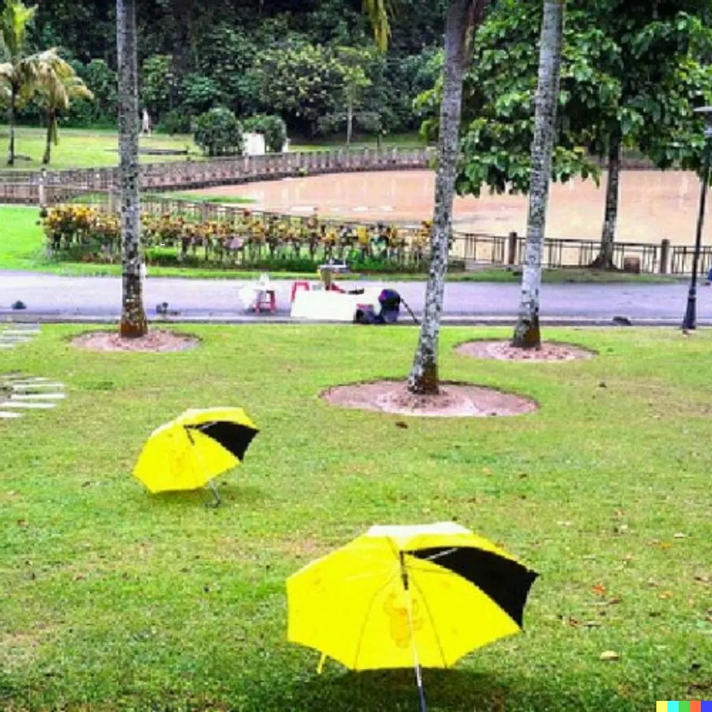 Make the umbrellas blue. before