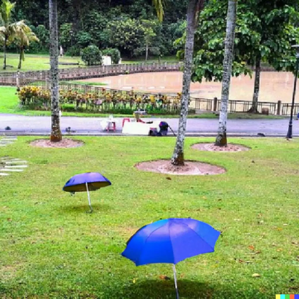 Make the umbrellas blue. after