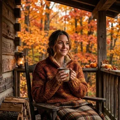 Cozy Autumn Cabin Portrait AI - MakeMyTrend
