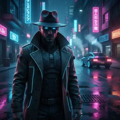 Cyber-Noir Rain Slicked Street AI Portrait - MakeMyTrend