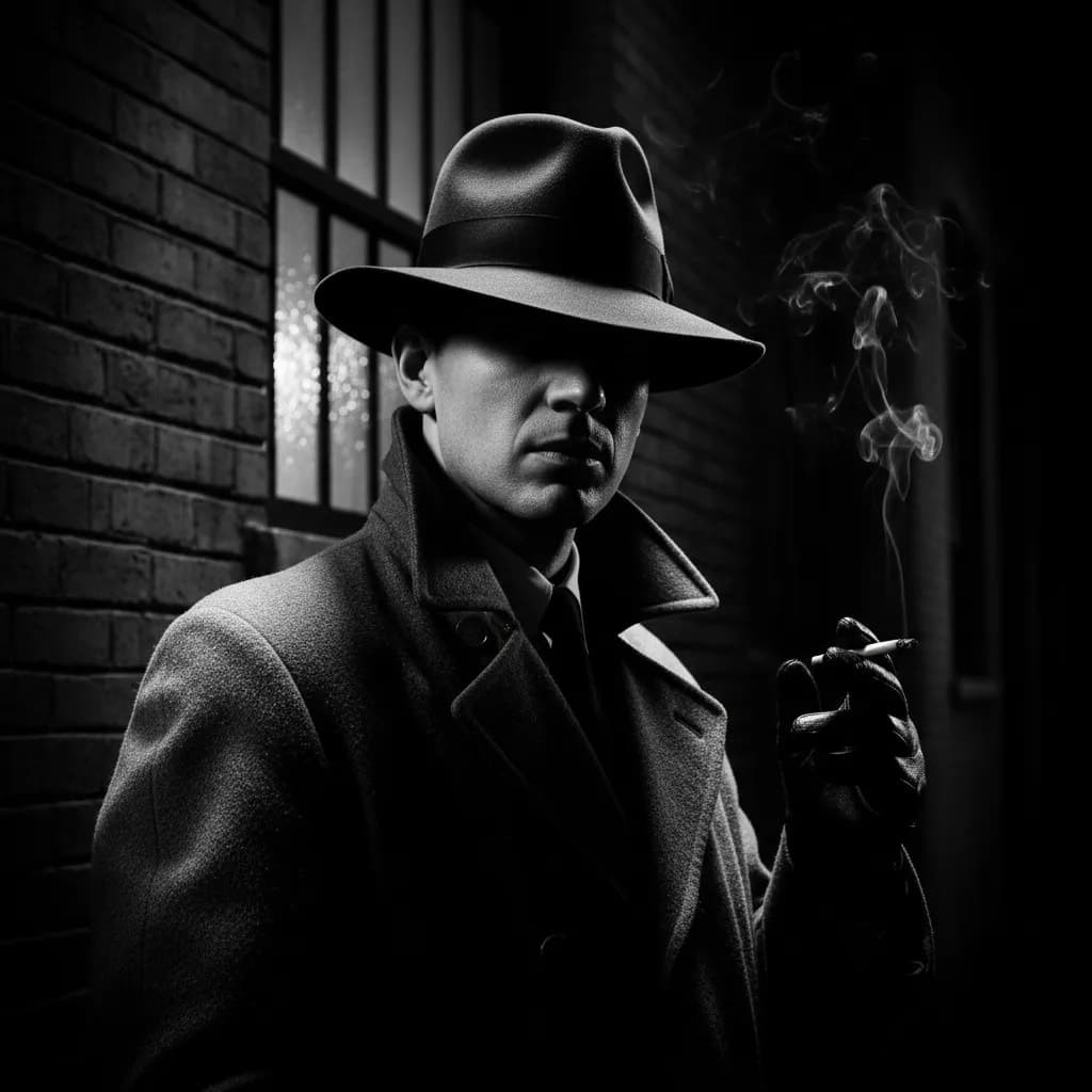 Gothic Noir Shadowed Detective Portrait AI