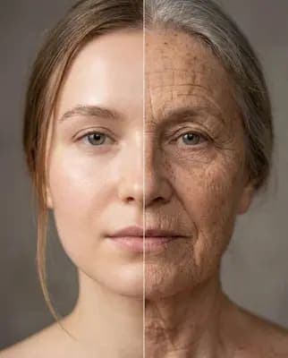 أمر MakeMyTrend: Young vs Old Face - Gemini AI Half Face Prompt