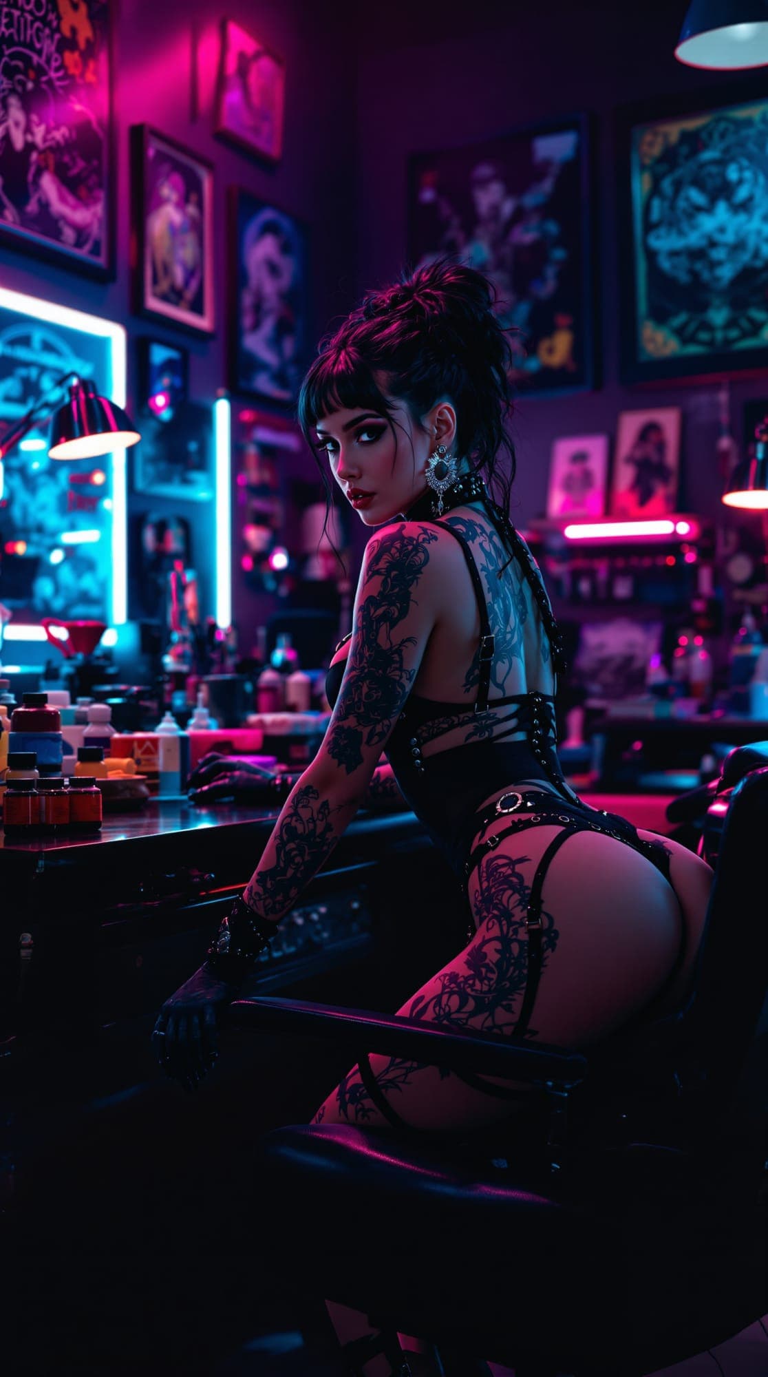 FLUX prompt: a bold and edgy portrait of a tattoo artist workin... - FLUX