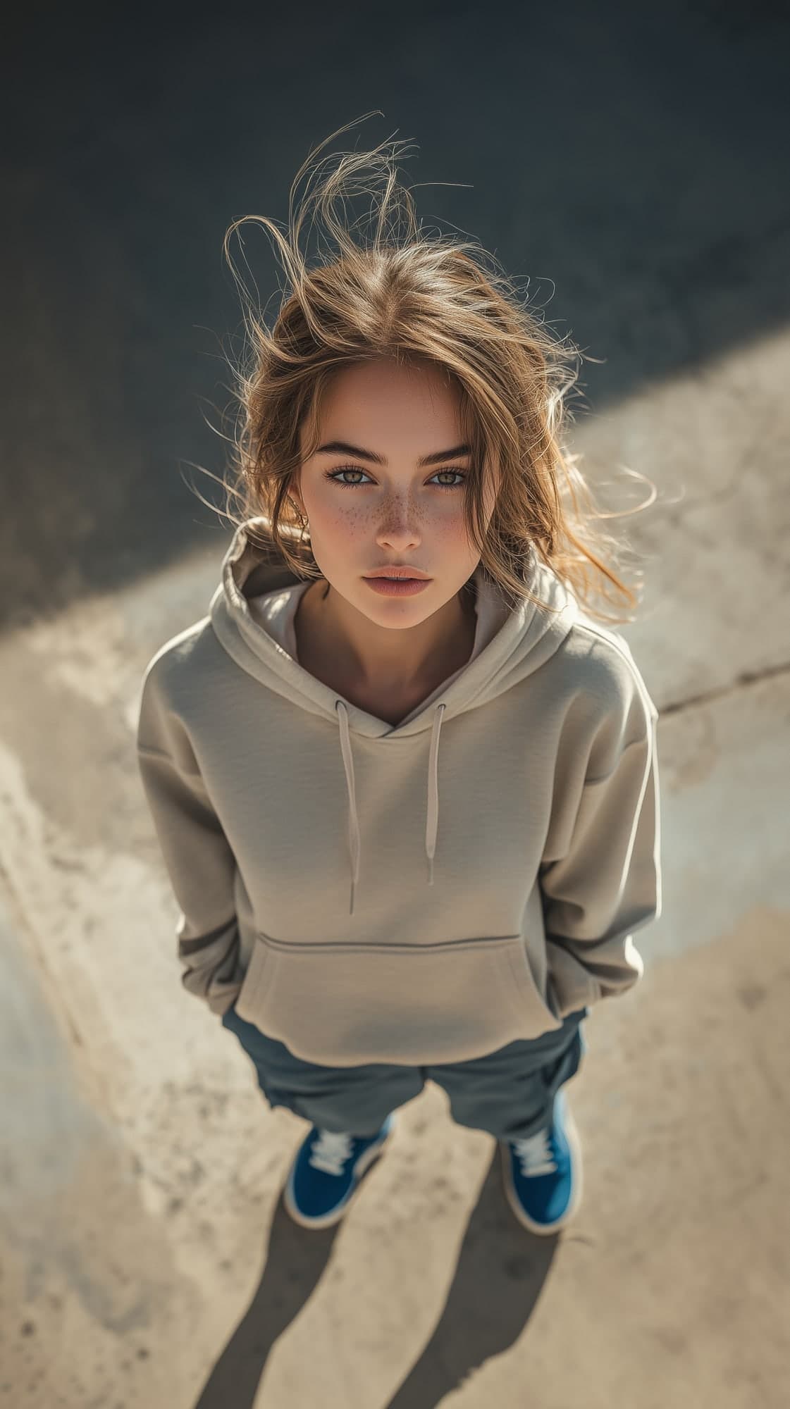 Midjourney prompt: photography, top view, full-body, female model, ne...