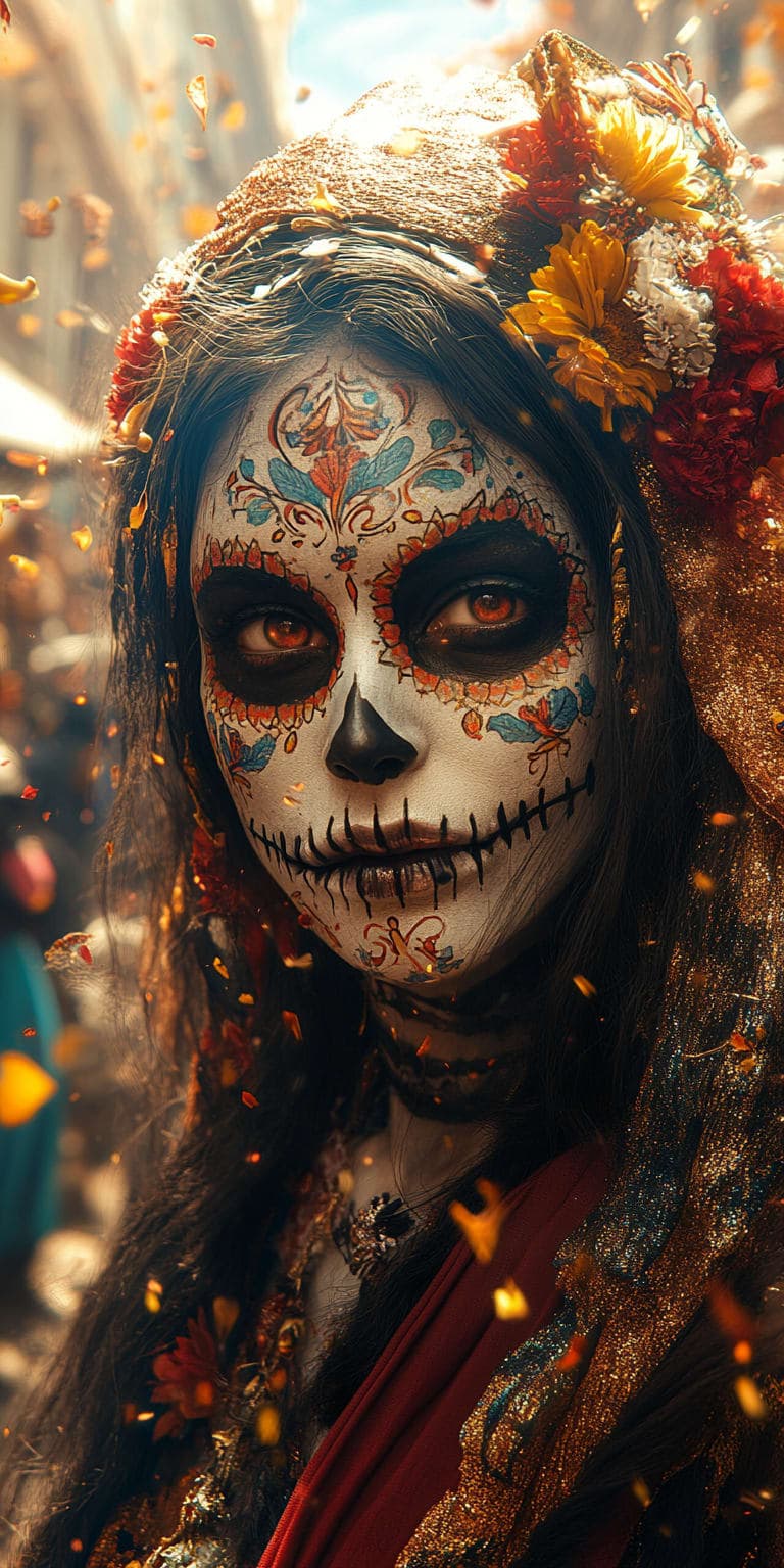 Midjourney prompt: Dias de los Muertos Parade in Mexico City, high-re... - Midjourney