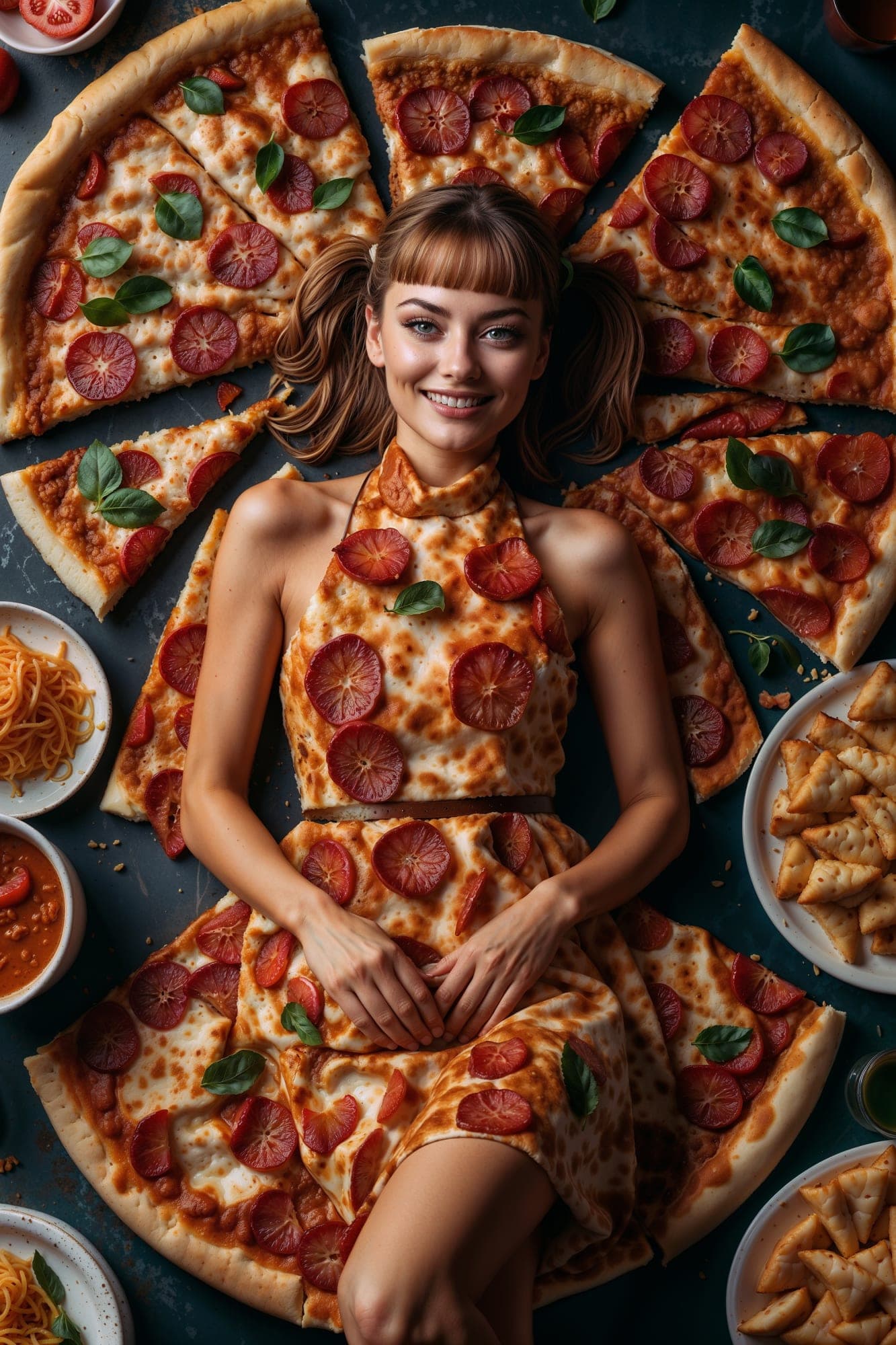 Pizza Fashion Advertisement - Stable Diffusion