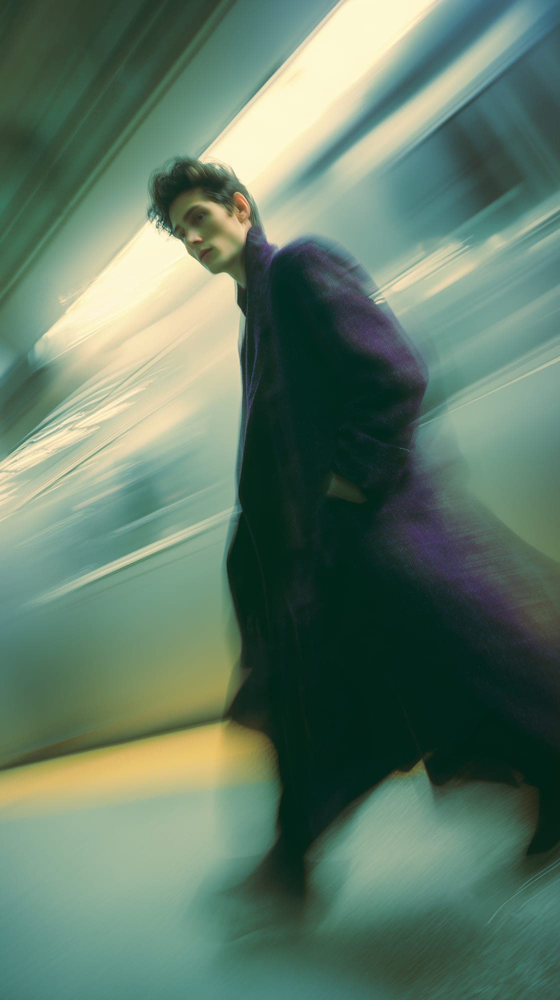 Midjourney Shatter prompt: fashion editorial photography, motion blur, male m... - Midjourney Shatter