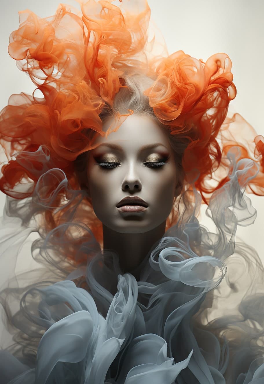 Midjourney prompt: smoke sculpture portrait of a woman, in the style ...