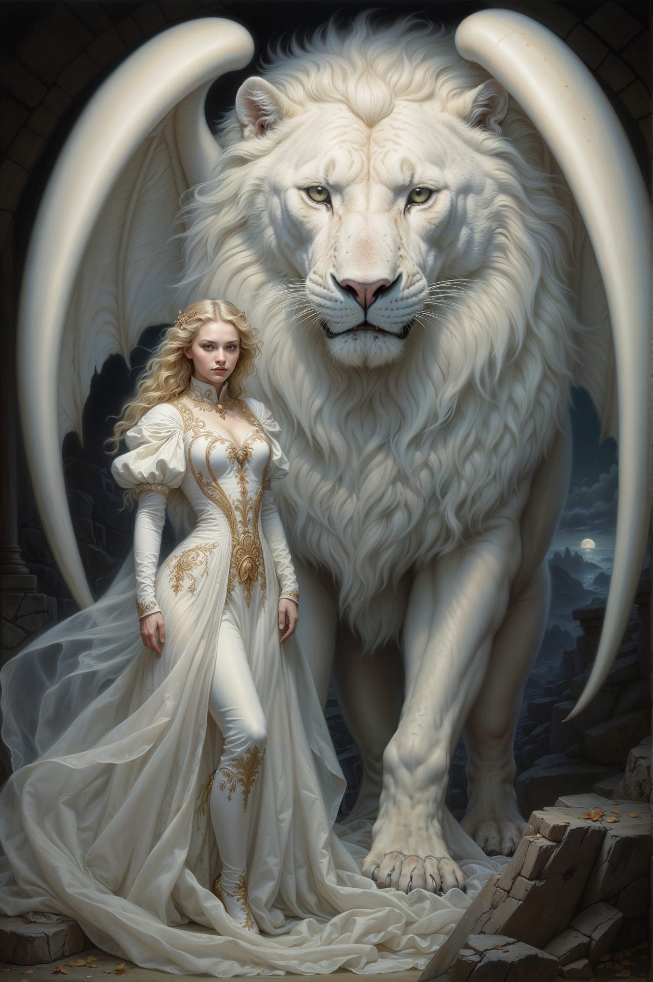 Albino Lion - Stable Diffusion