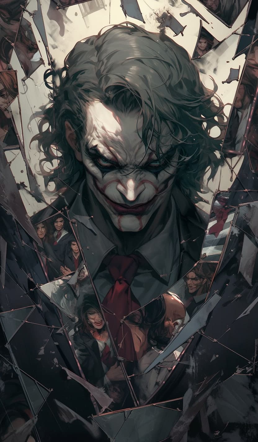 Midjourney prompt: The Joker, a villain from the Batman film series, ... - Midjourney
