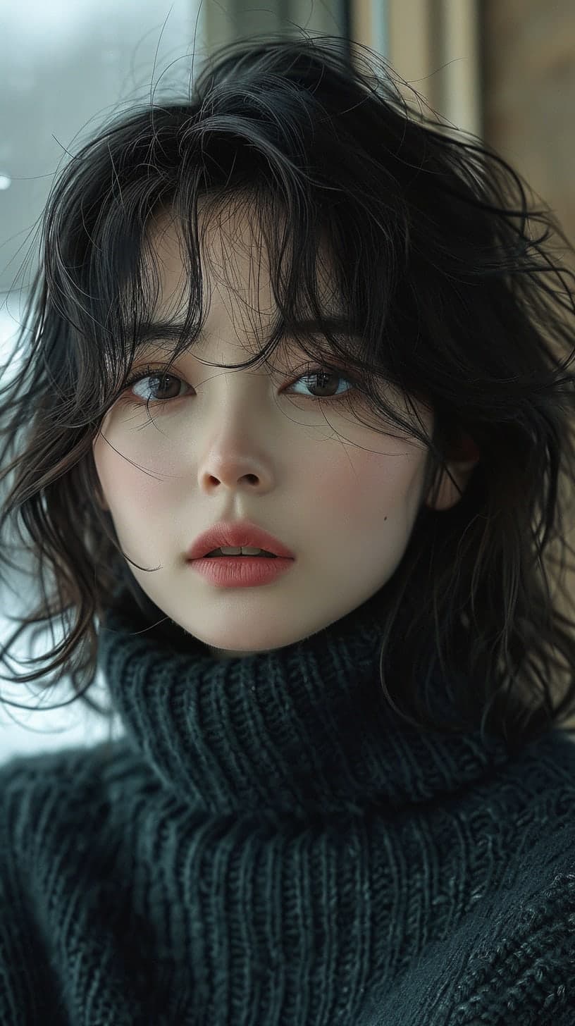 Midjourney prompt: a beautiful woman, in the style of texture-rich la... - Midjourney