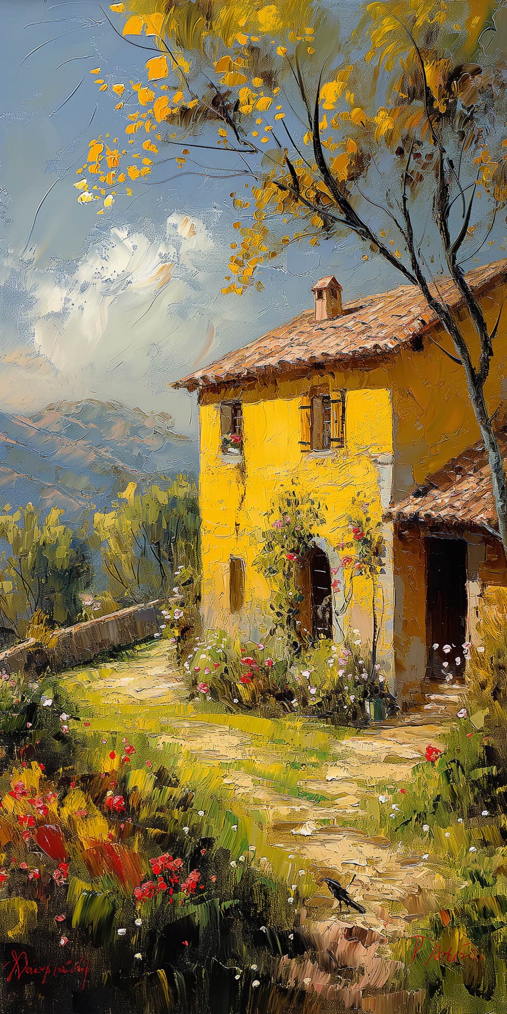 Midjourney prompt: impressionist painting on canvas of Provence, in t... - Midjourney