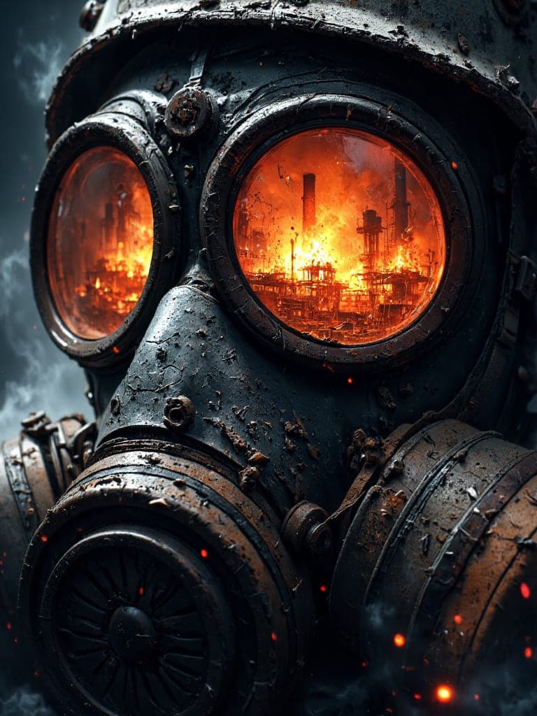 FLUX prompt: A close-up shot of a Chernobyl liquidator's gas ma... - FLUX