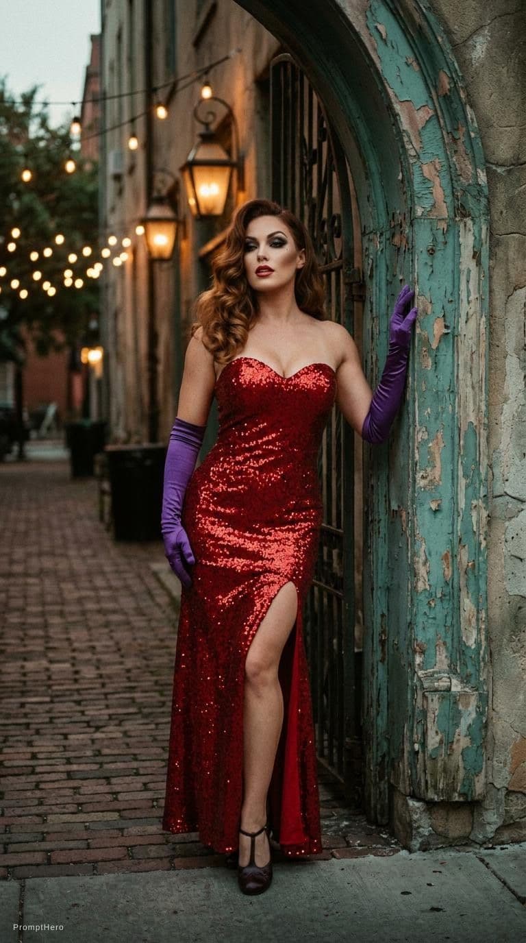 Hero prompt: Jessica Rabbit beautiful charismatic girl,athletic... - Hero