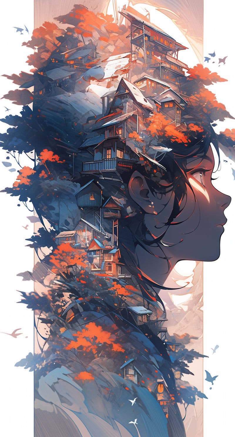 Midjourney prompt: a colorful digital artwork of a woman's head and b...