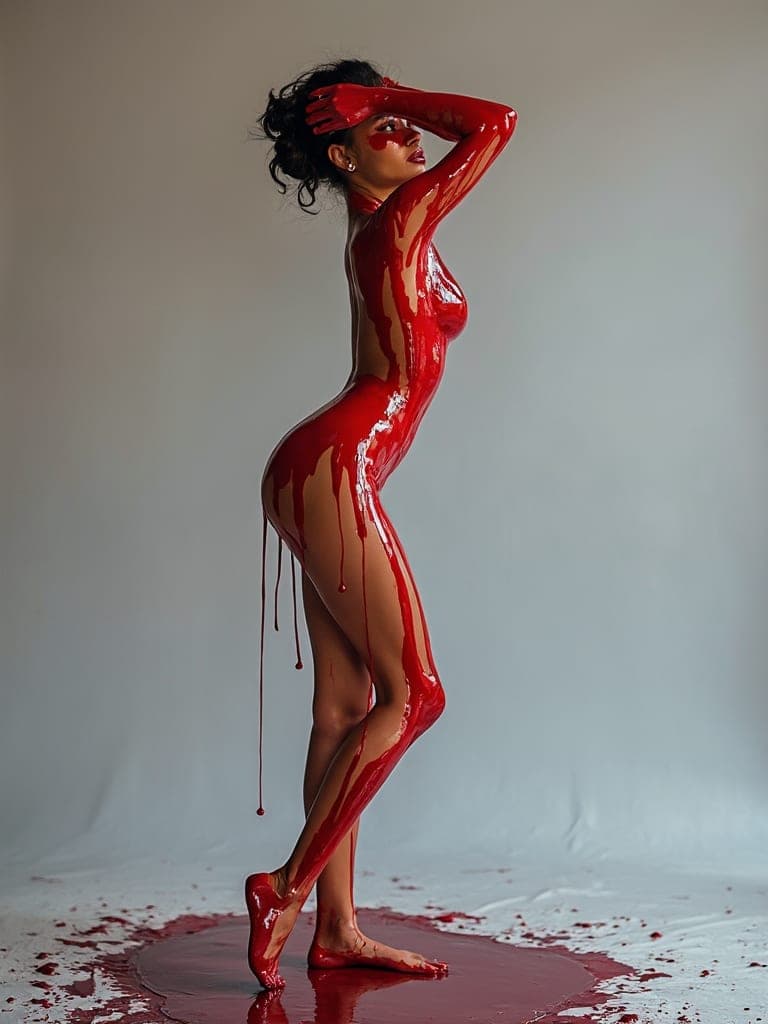 FLUX prompt: A dramatic, high-contrast studio portrait of a wom... - FLUX