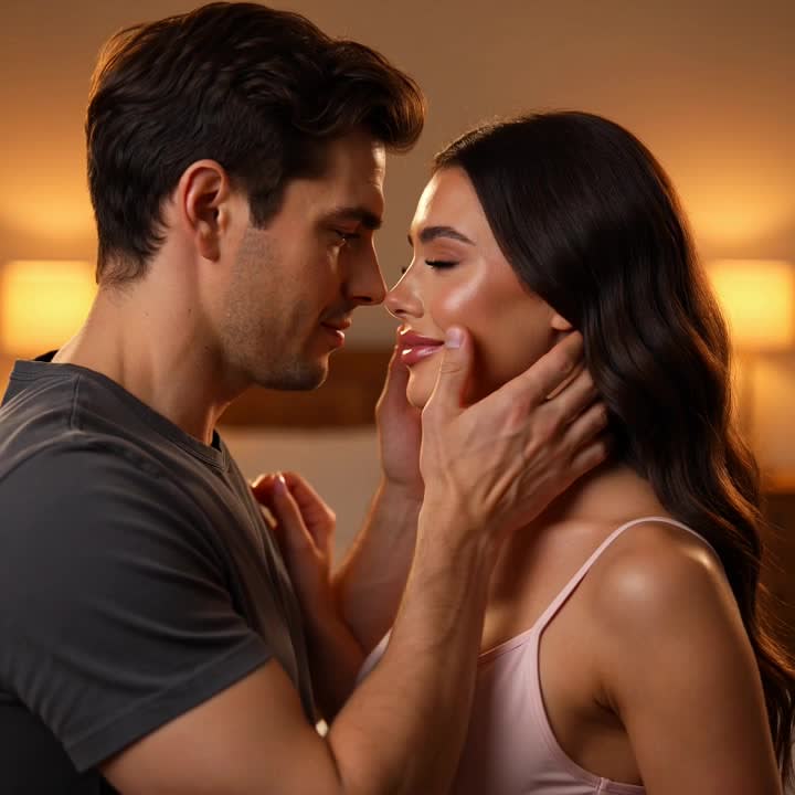 Grok Imagine Video prompt: Kissing hot of romantic couple - Grok Imagine Video