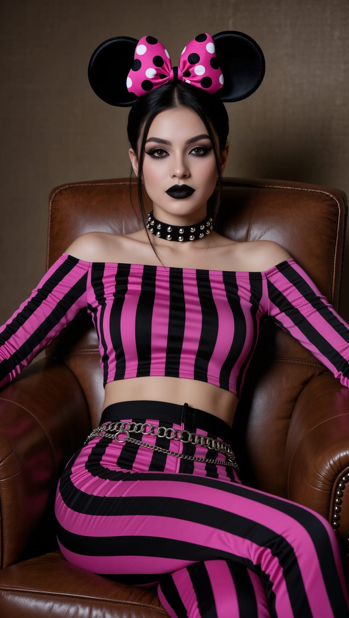 A young Caucasian woman with striking makeup and b... - PromptHero