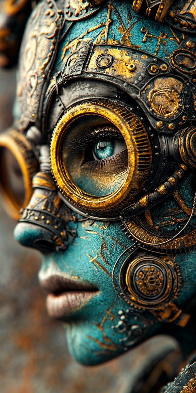 Midjourney prompt: 3d image of a steampunk woman, in the style of Bel... - Midjourney